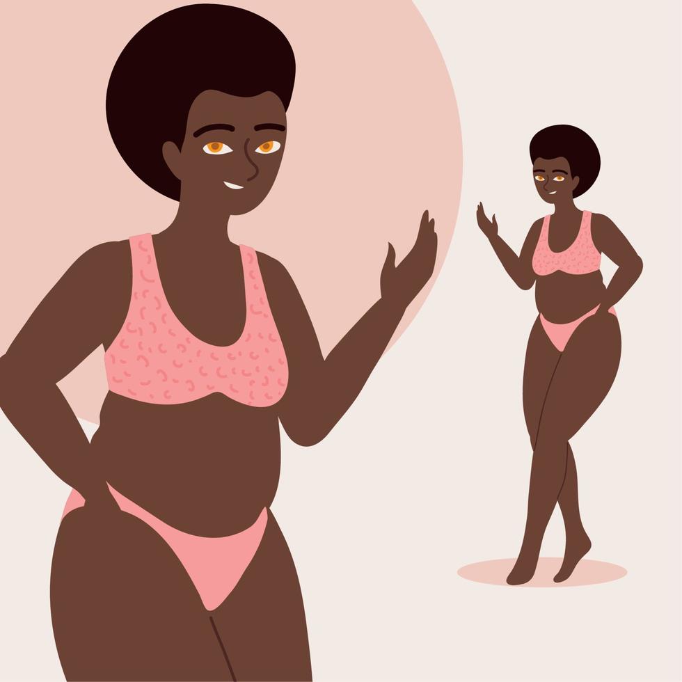 mujer afroamericana gorda vector