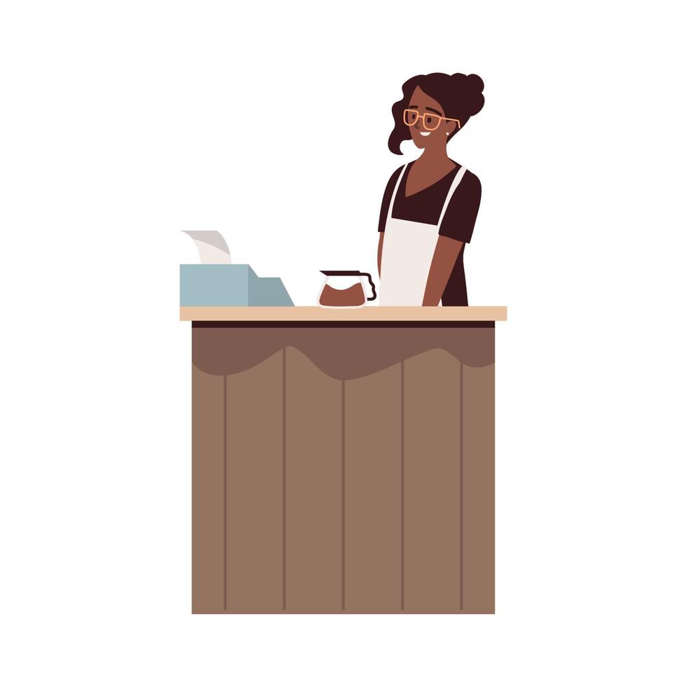 personaje femenino de barista vector