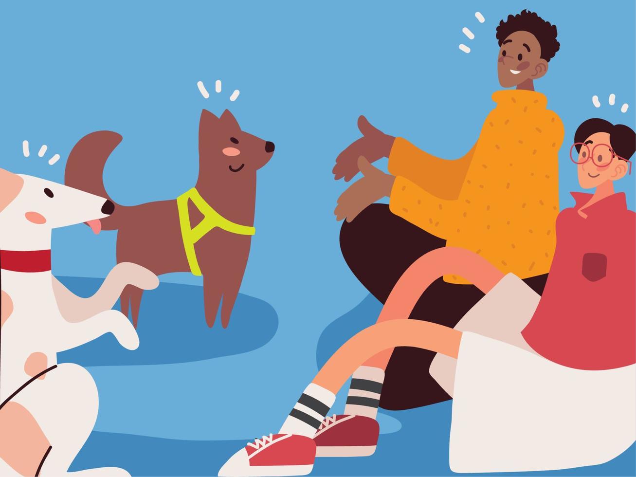 men and pets vector