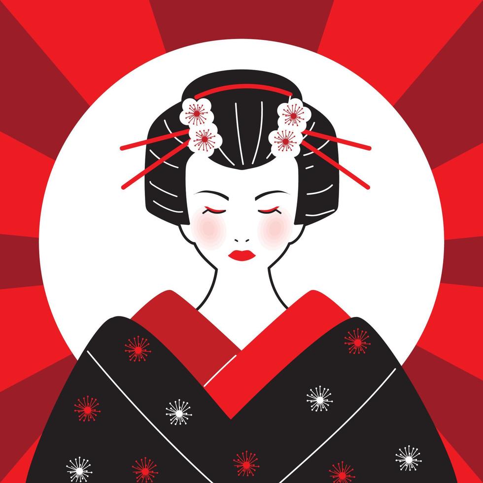 geisha en kimono vector