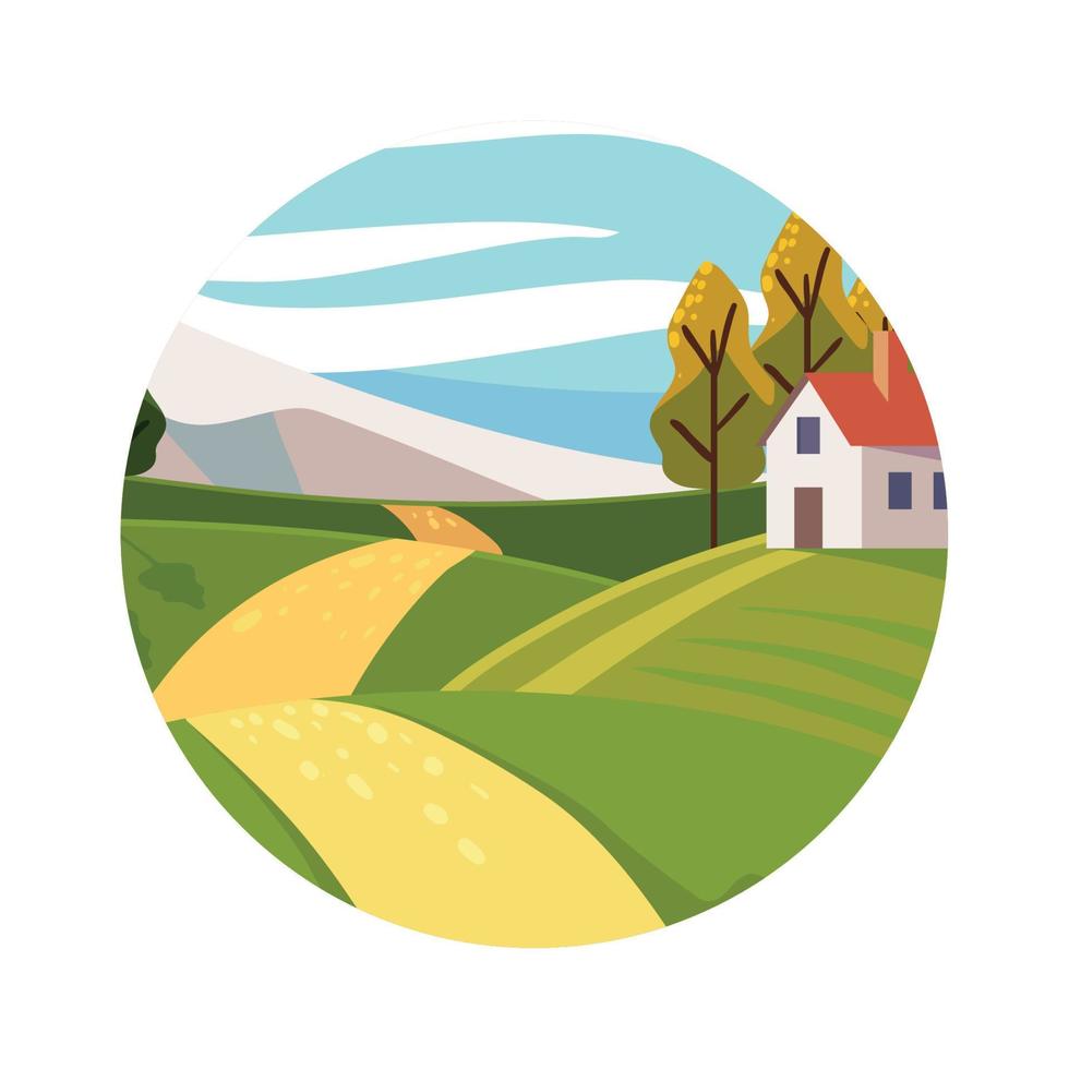 cottage rural landscape vector