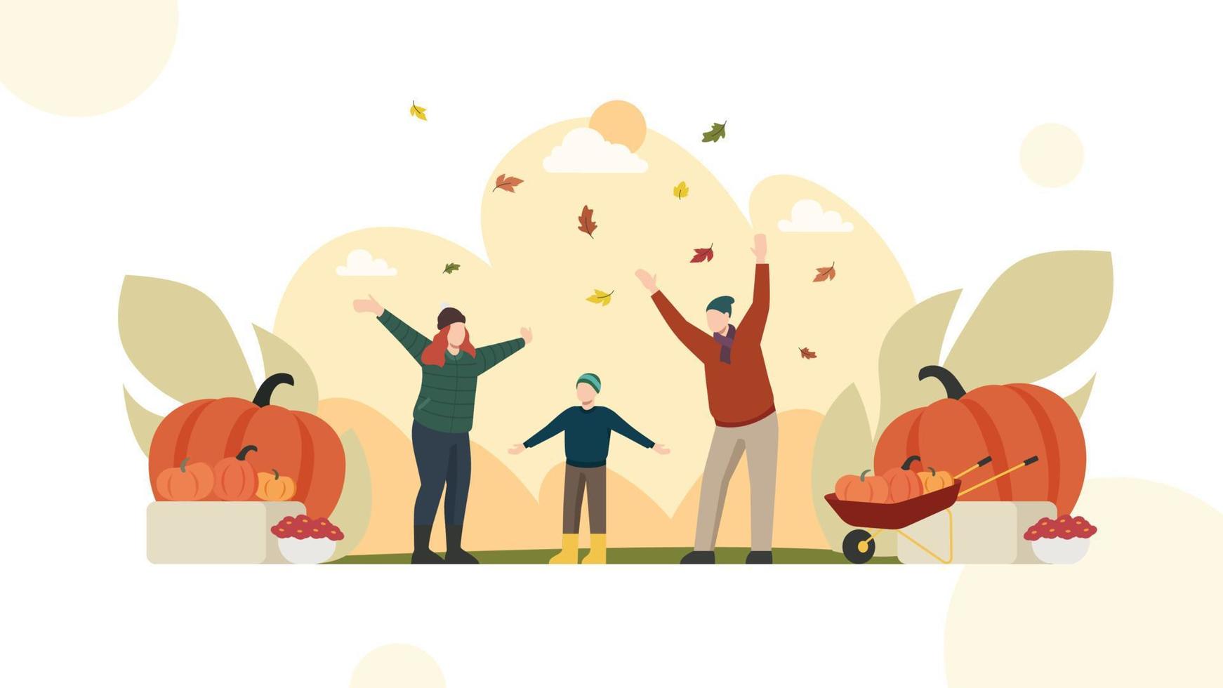Happiness in Autumn vector