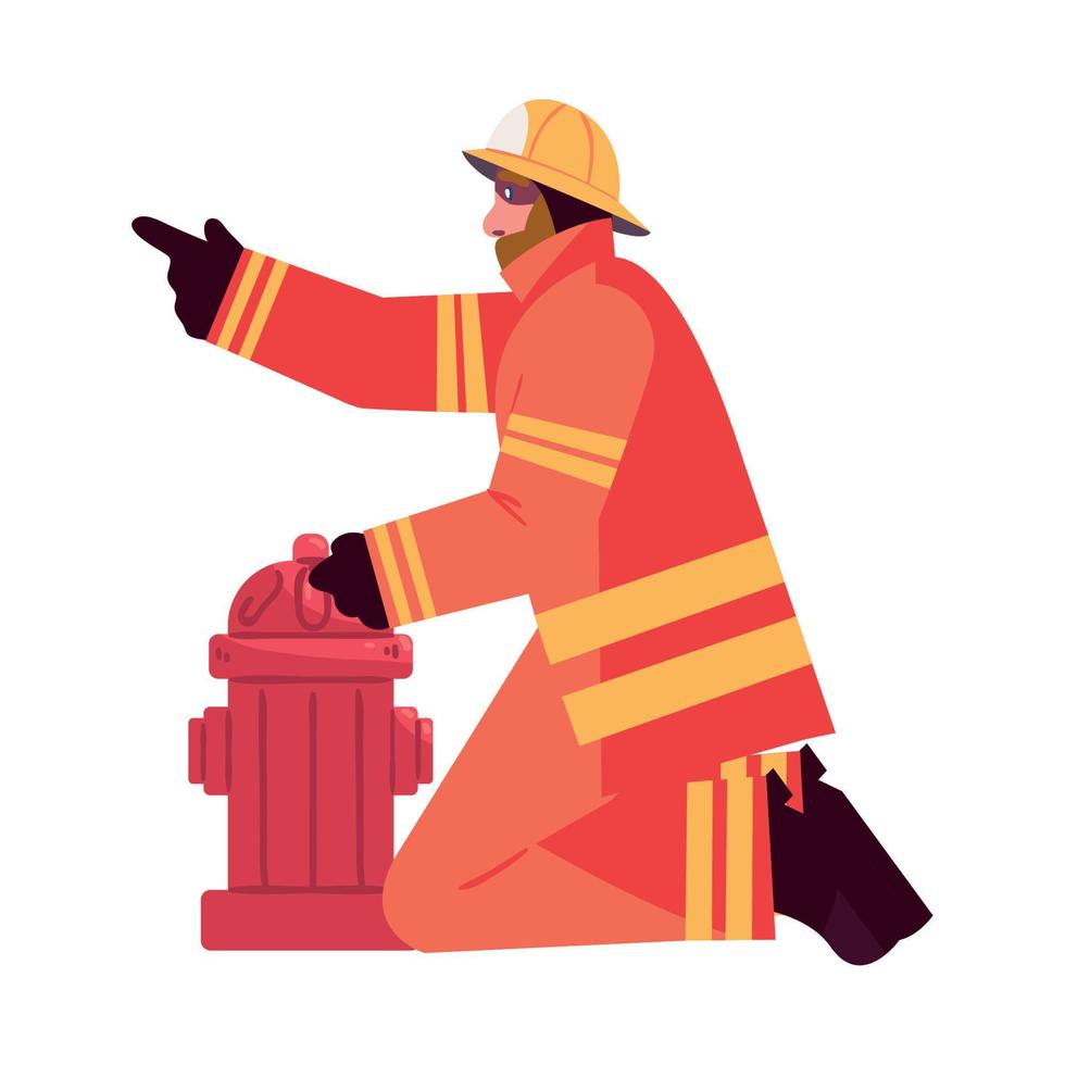firefighter and hydrant vector