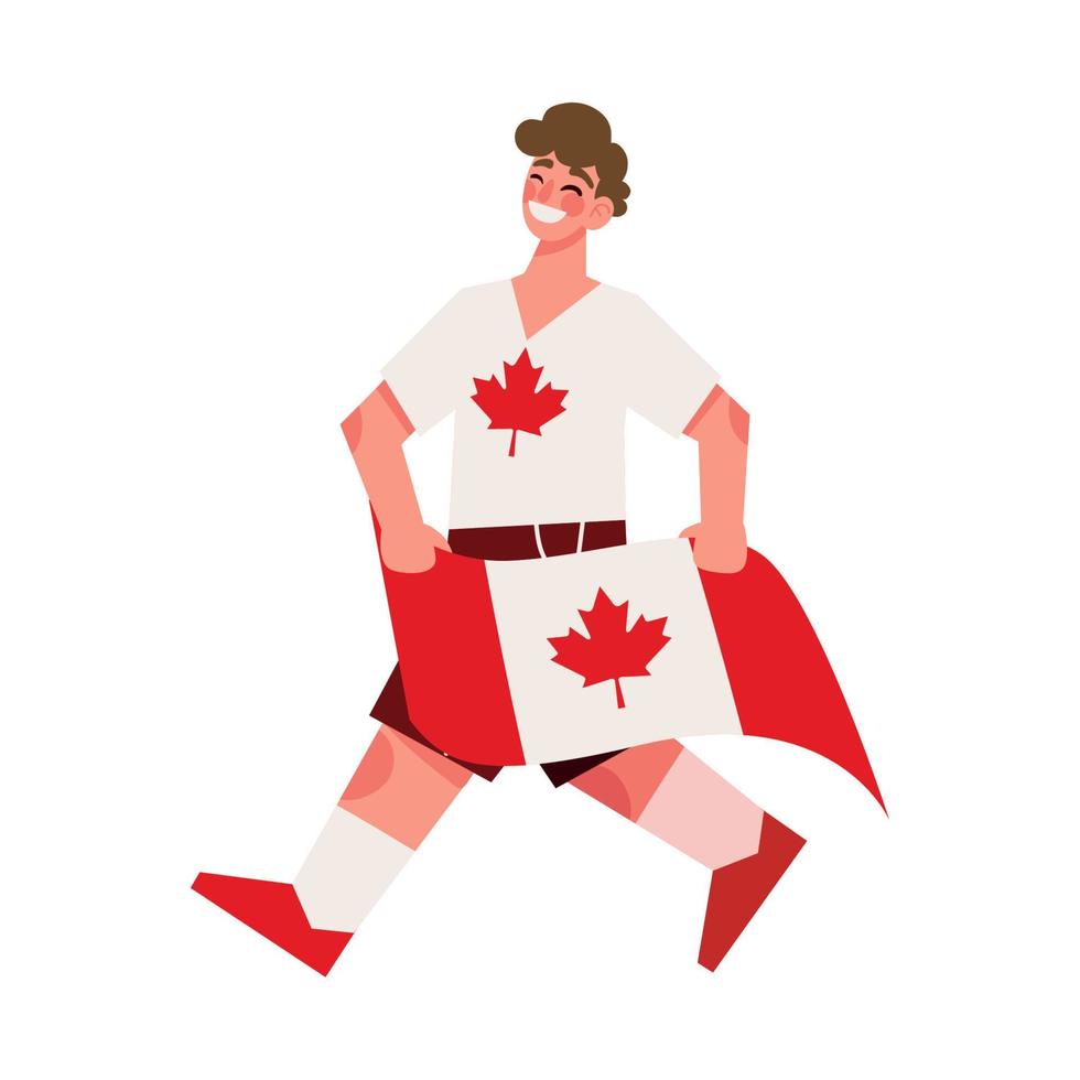 dia de canada, hombre con bandera vector