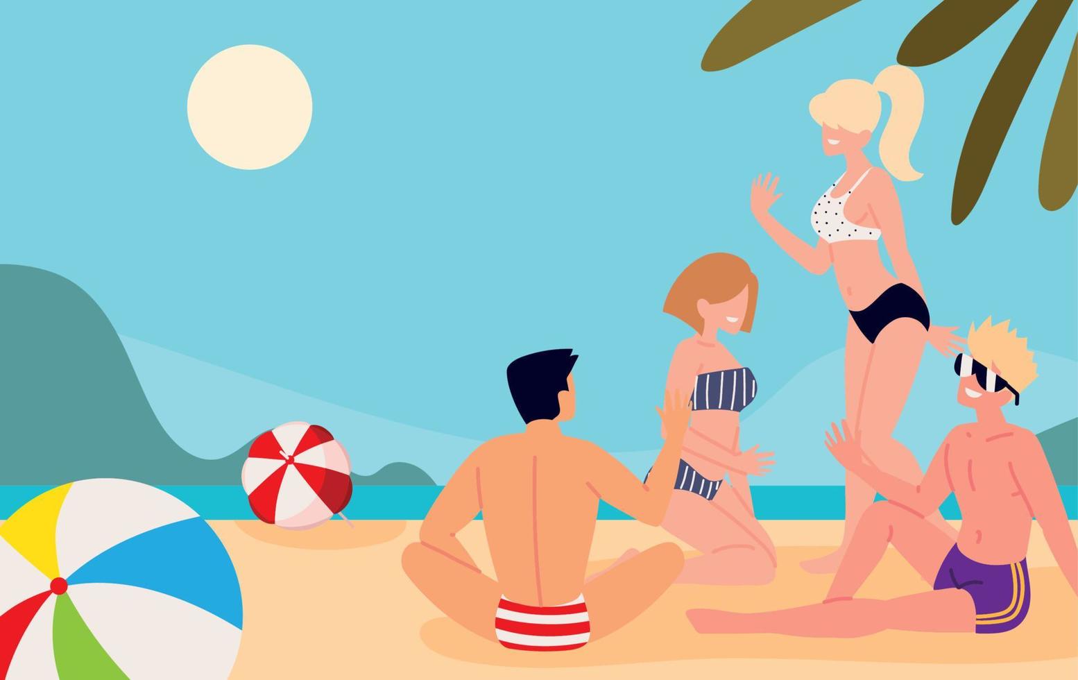 people fun in beach vector