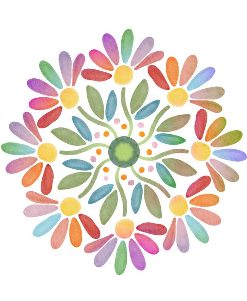 flower mandala watercolor painted png