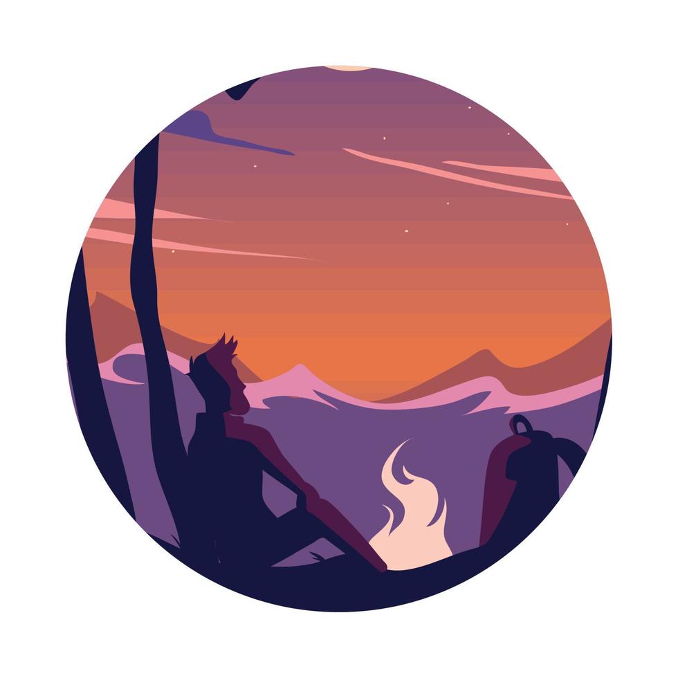 landscape night man vector
