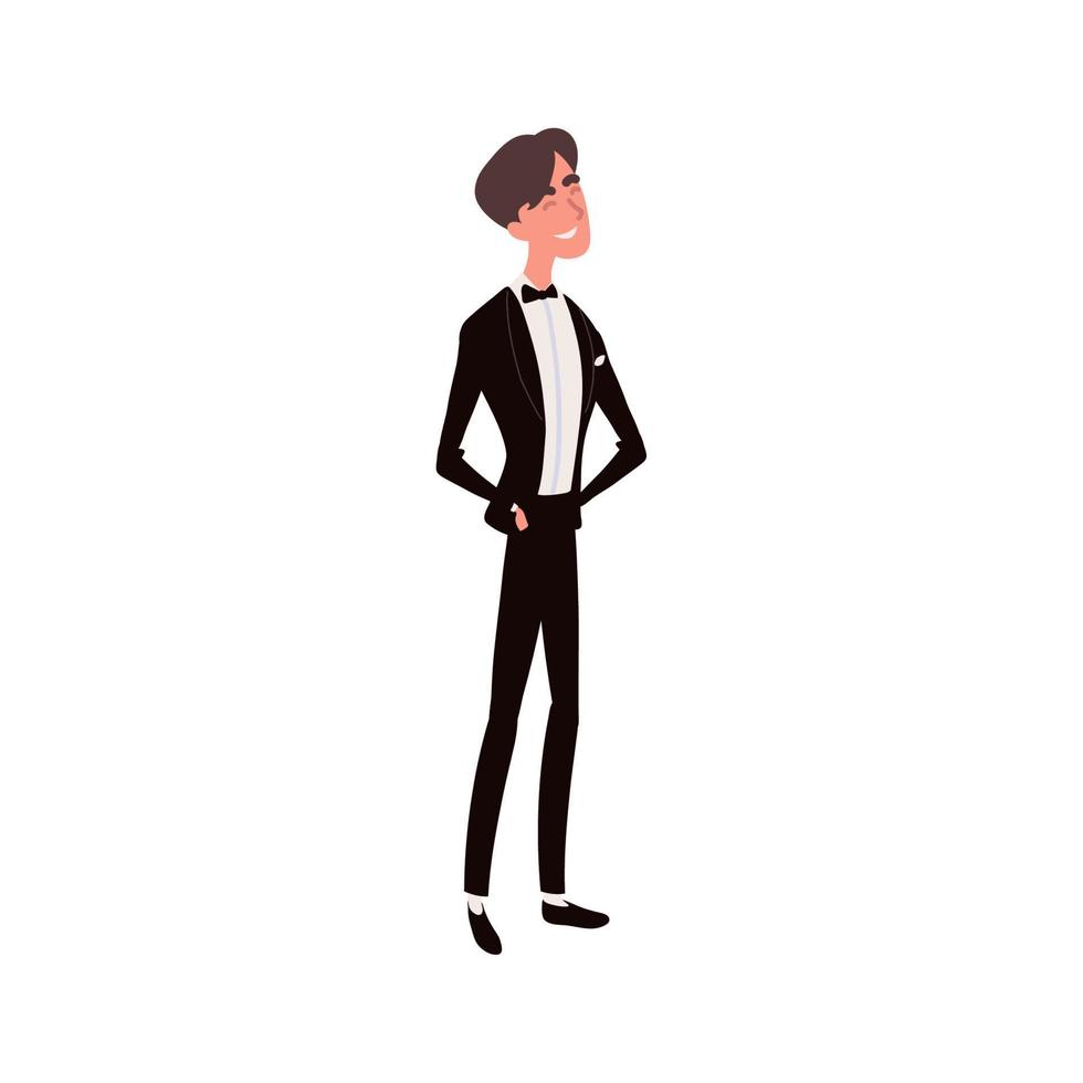 groom character in tuxedo vector