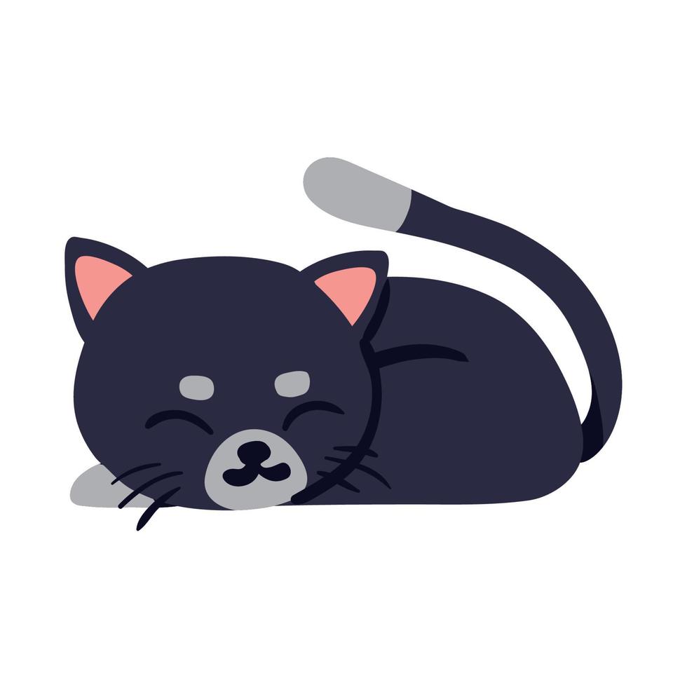 sleeping black cat vector