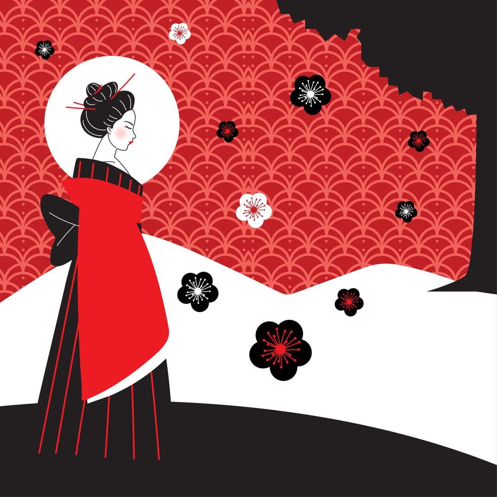 elegant geisha character vector