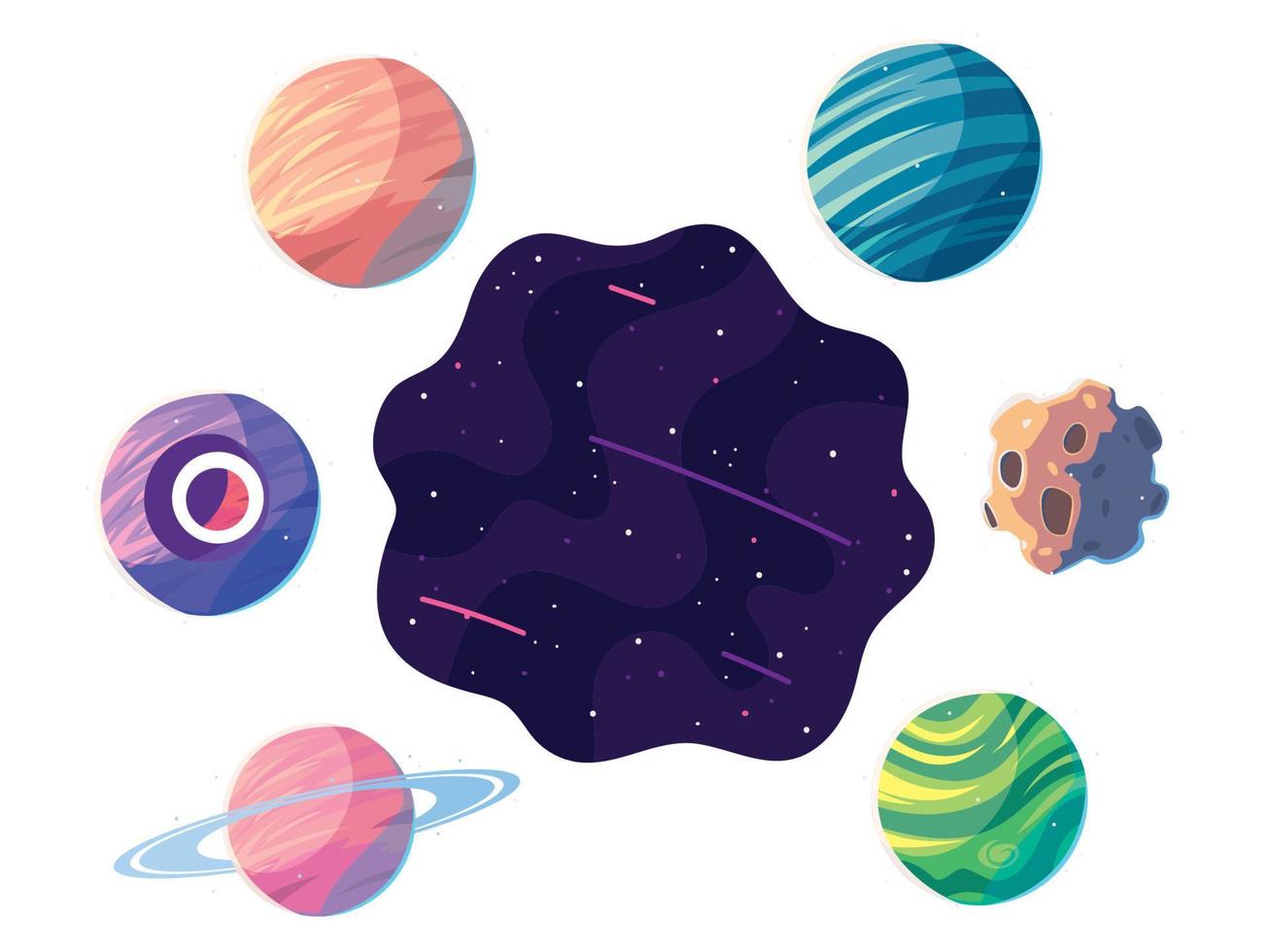 espacio galaxia planetas vector