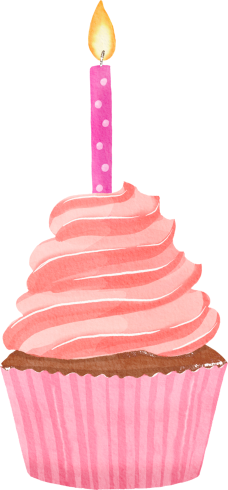 cupcake de cumpleaños colorido acuarela png