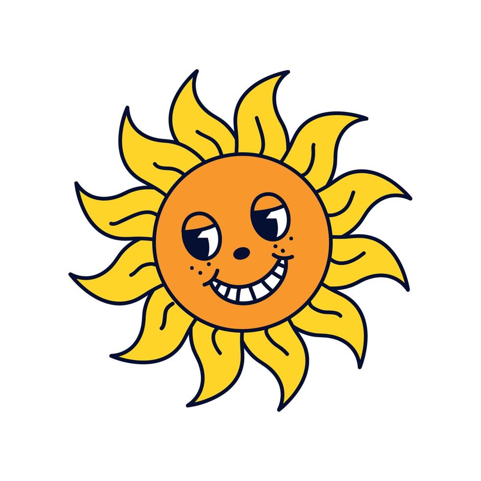 cartoon sun retro vector