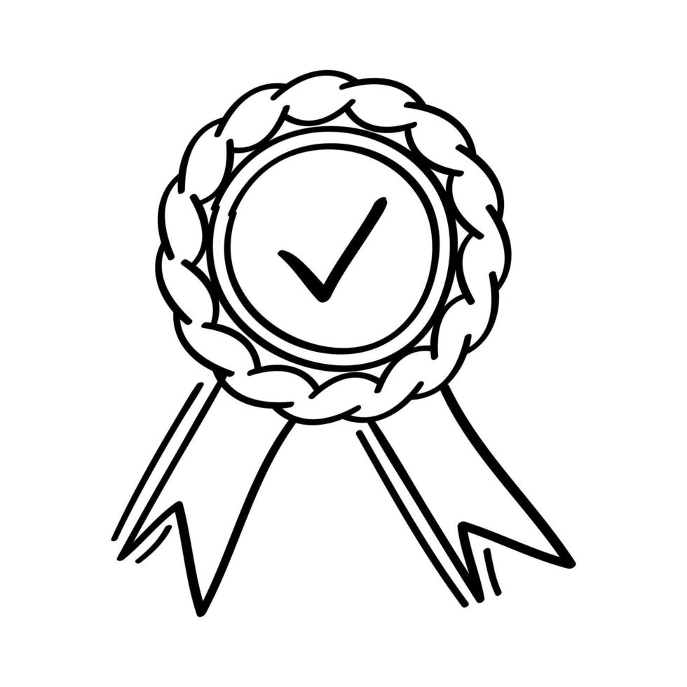 icono de medalla dibujado a mano en estilo garabato vector