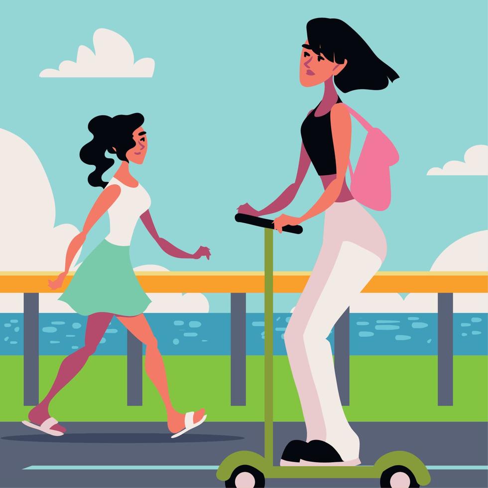 women, world car free day vector