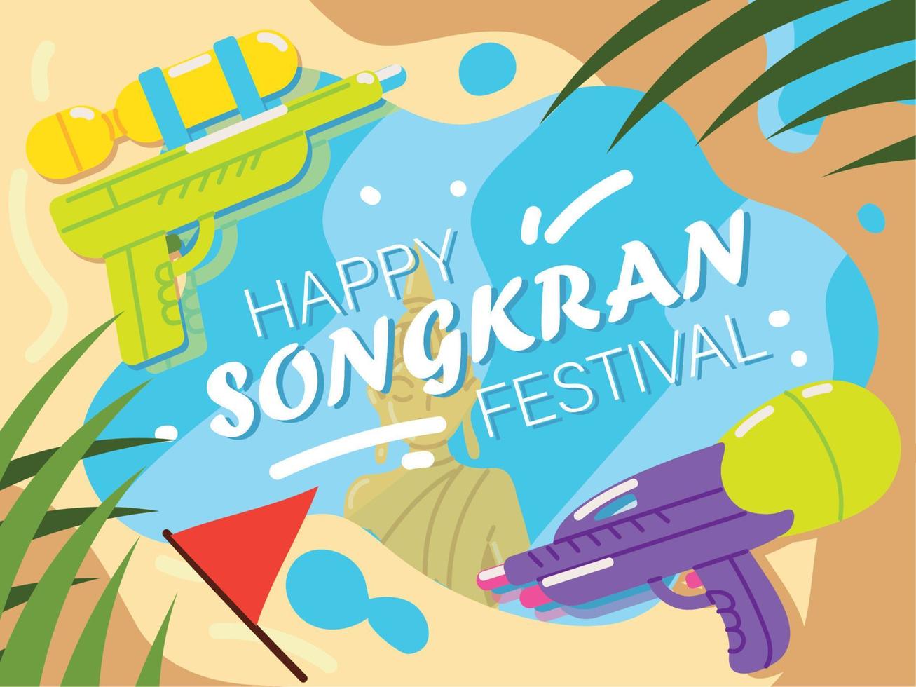 happy songkran festival card vector