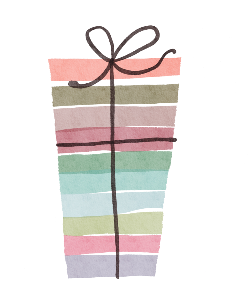 Watercolor gift box for birthday png