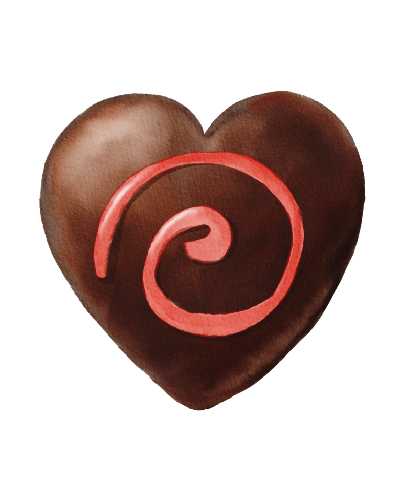 Watercolor painted Heart Shape Chocolate Bomb png