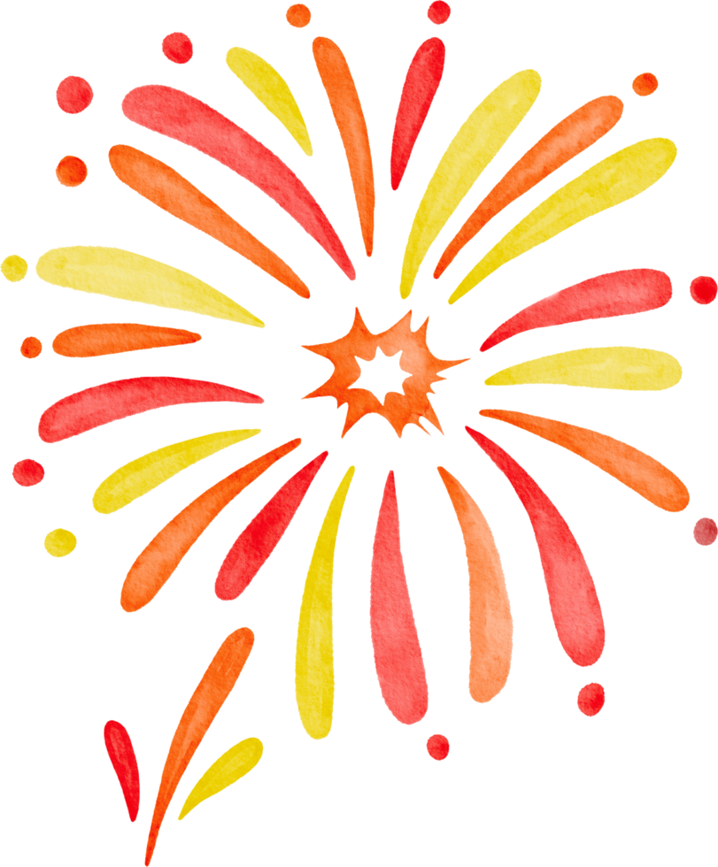 Watercolor painted firework png