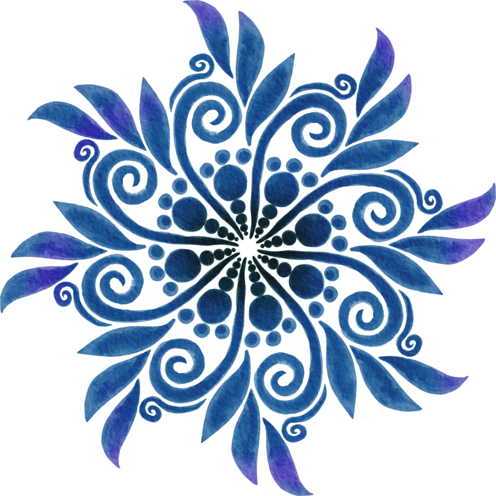 blue mandala watercolor painted png