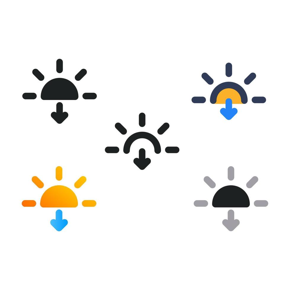 Sunset Sun Set Icon vector