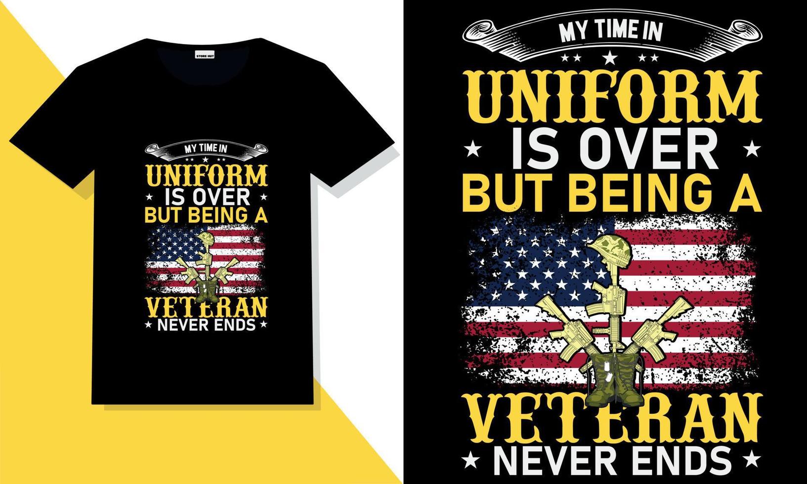 Trendy veteran t shirt design vector