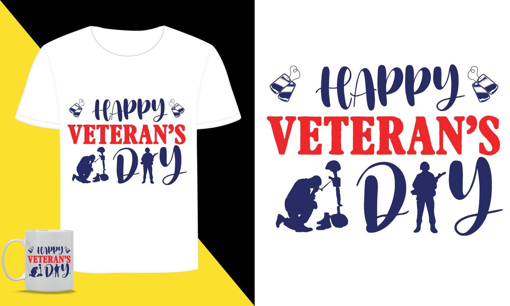 Trendy veteran t shirt design vector