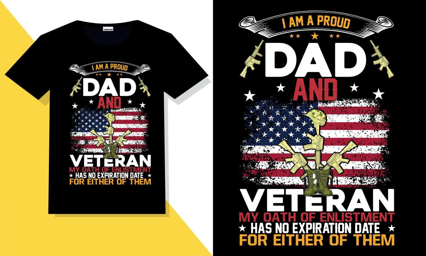 Trendy veteran t shirt design vector