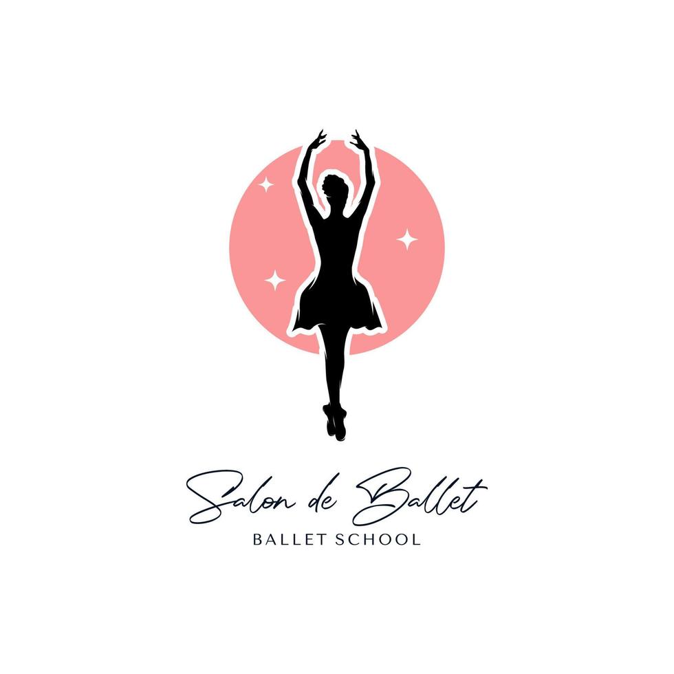 ballet dance illustration on white background logo design template vector