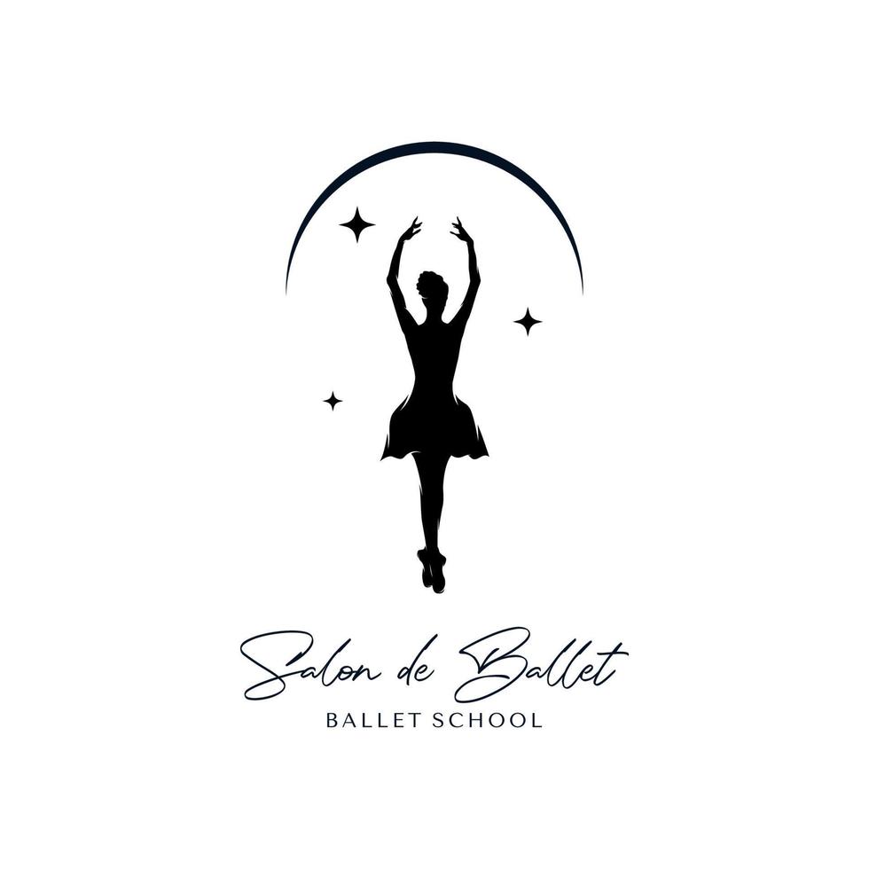 logotipo de ilustración de danza de ballet sobre plantilla de diseño de logotipo de fondo blanco vector