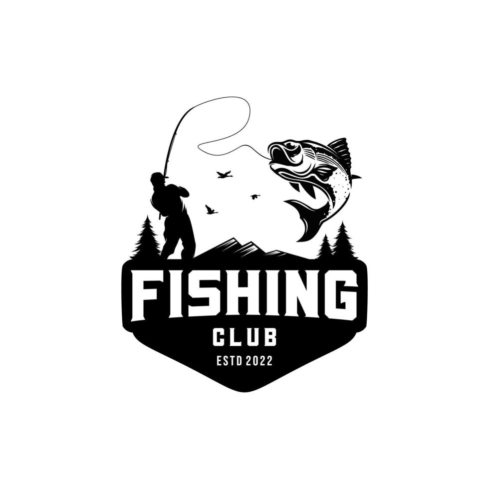 Fishing club logo design template vector