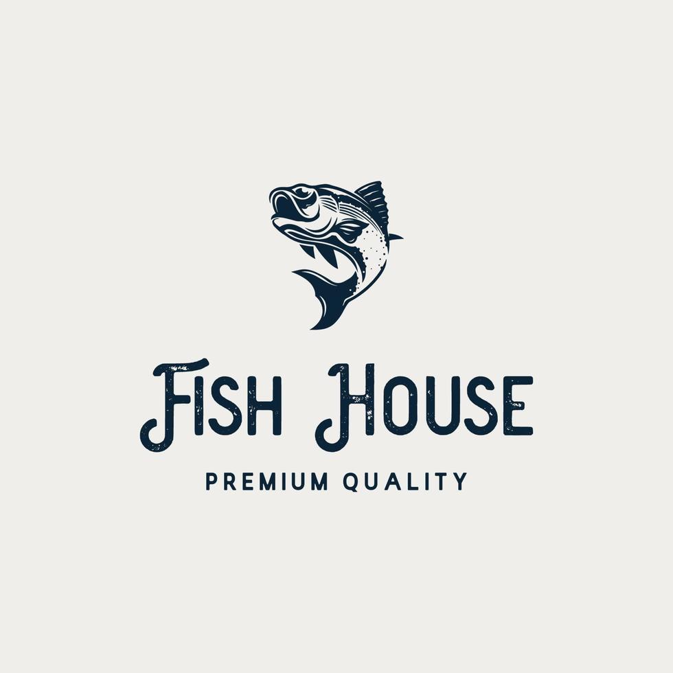 plantilla de diseño de logotipo de restaurante de casa de pescado vector