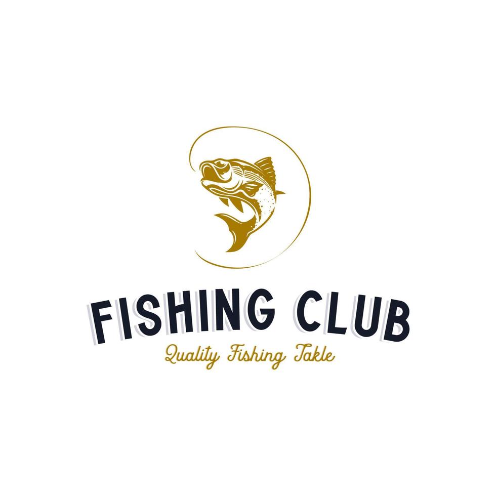 Vintage fishing club logo design template vector