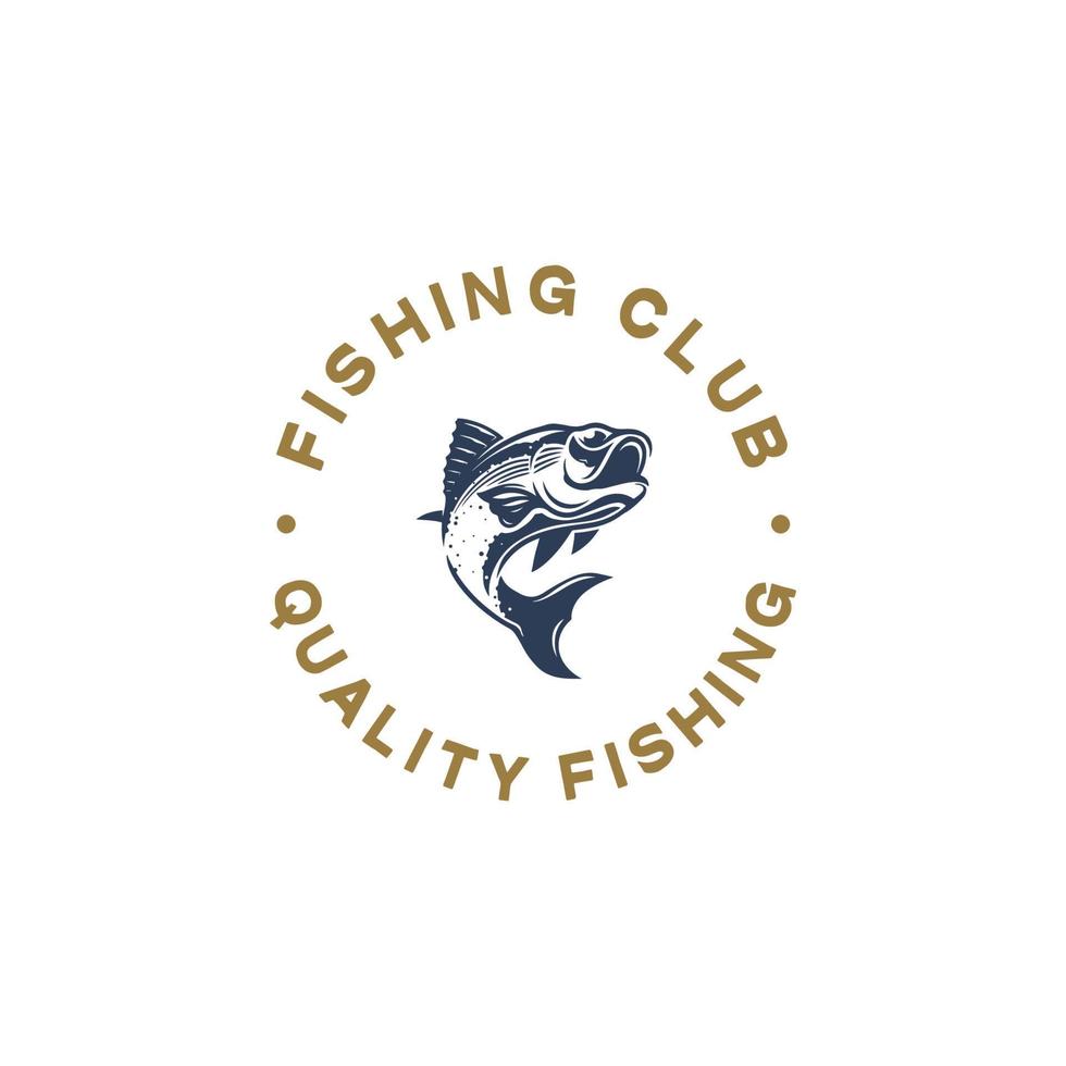 Vintage fishing club logo design template vector