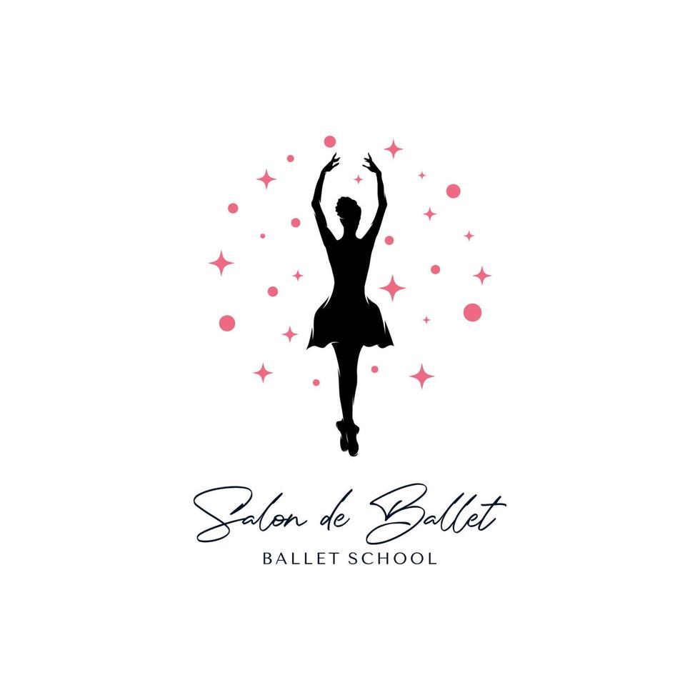 Silhouette of a girl dancing on white background logo design vector