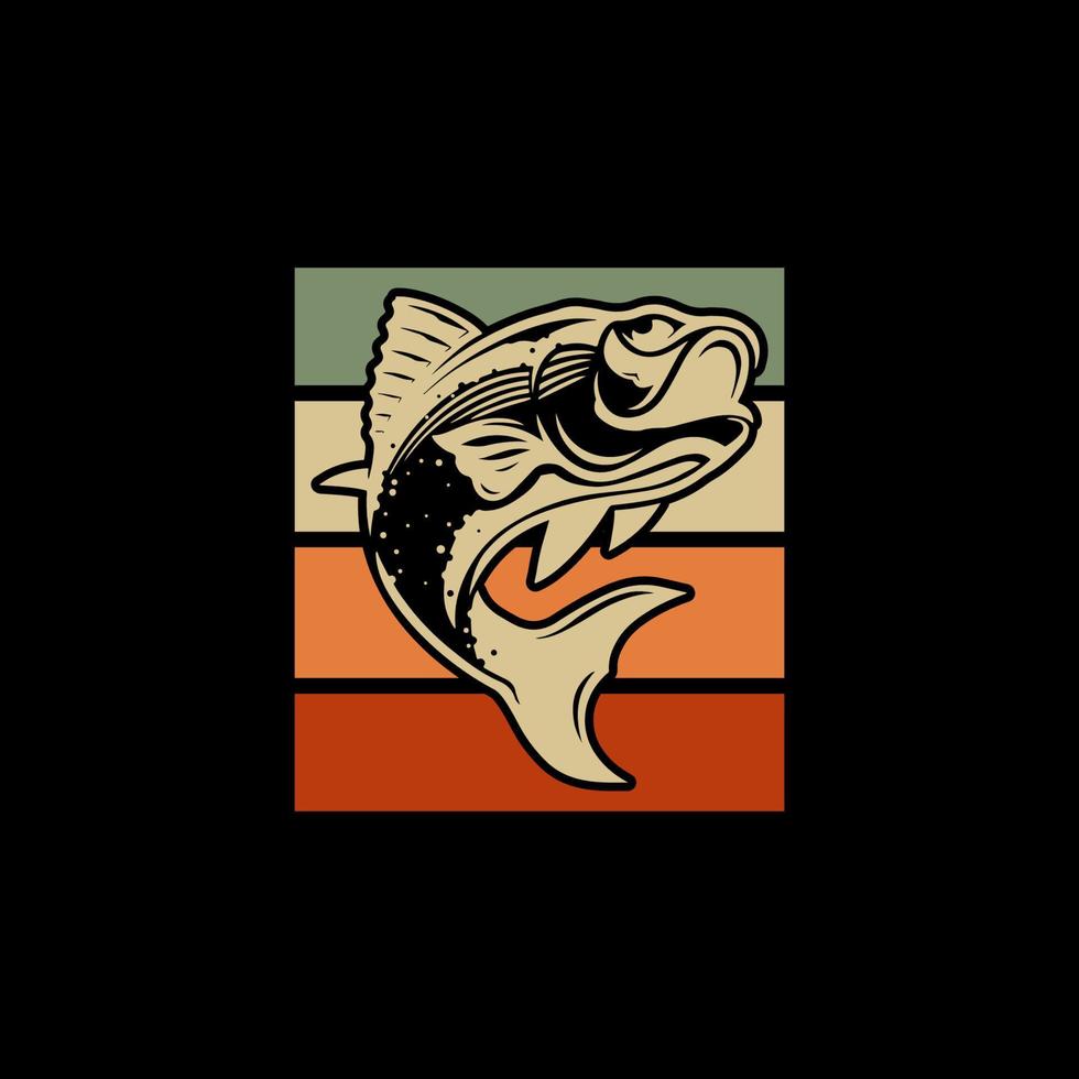 T shirt design fishing logo design template vector