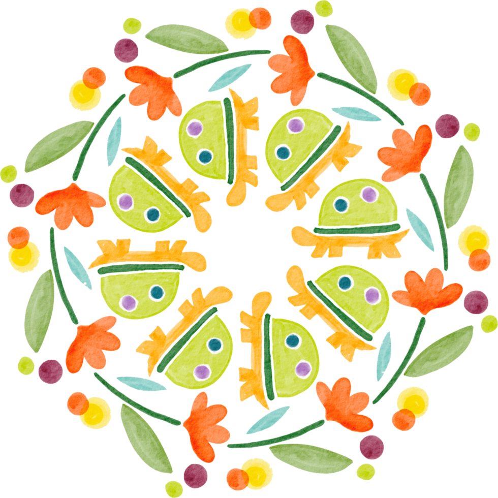 flor mandala acuarela pintada png