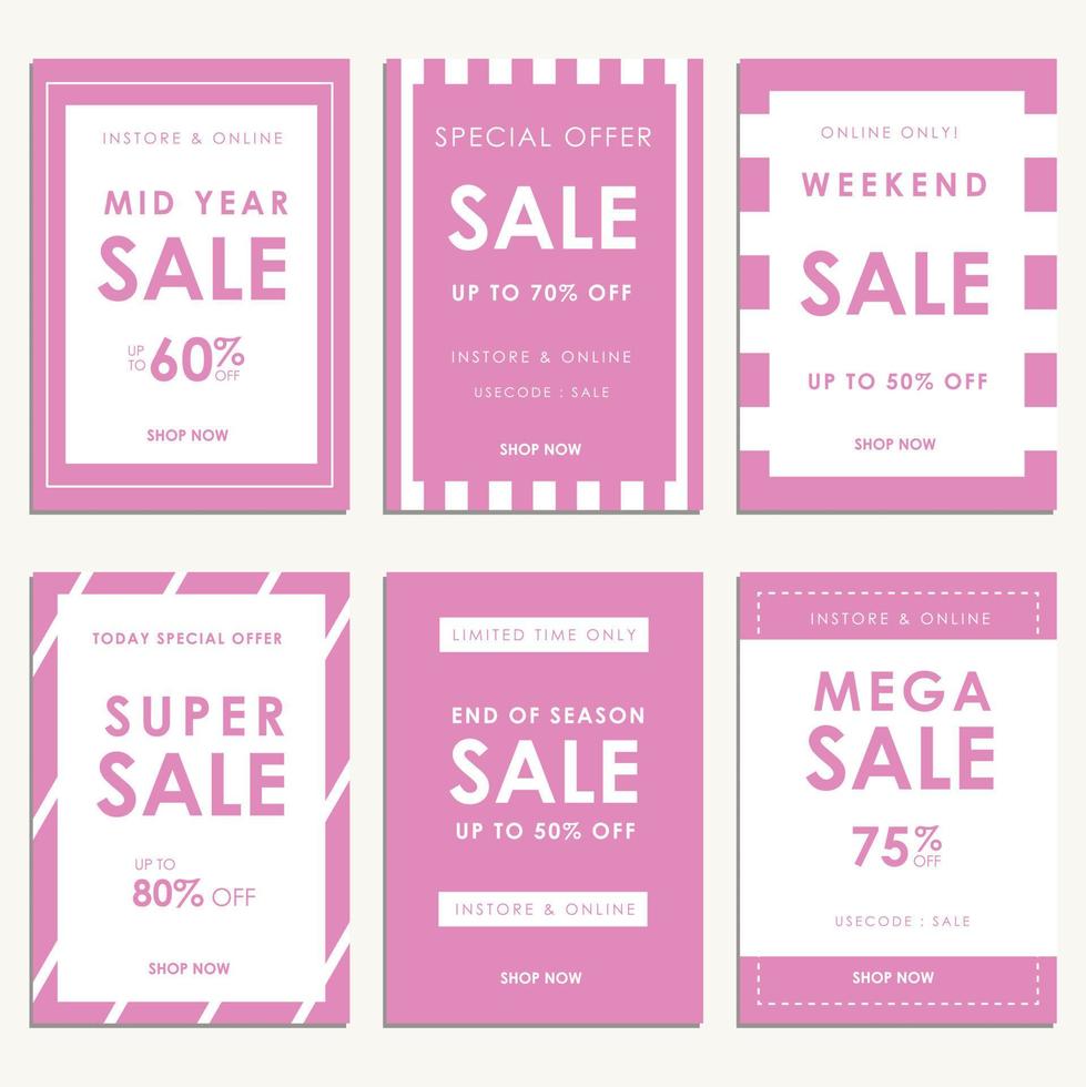 Collection of promotion square banners for social media sale. vector