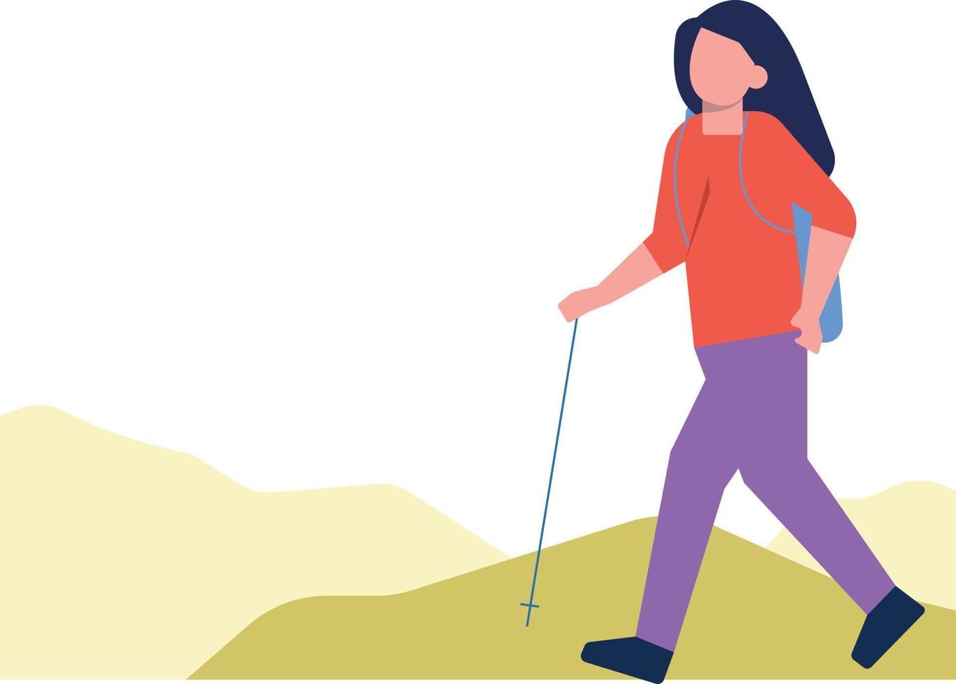 The girl is going for a hike. vector