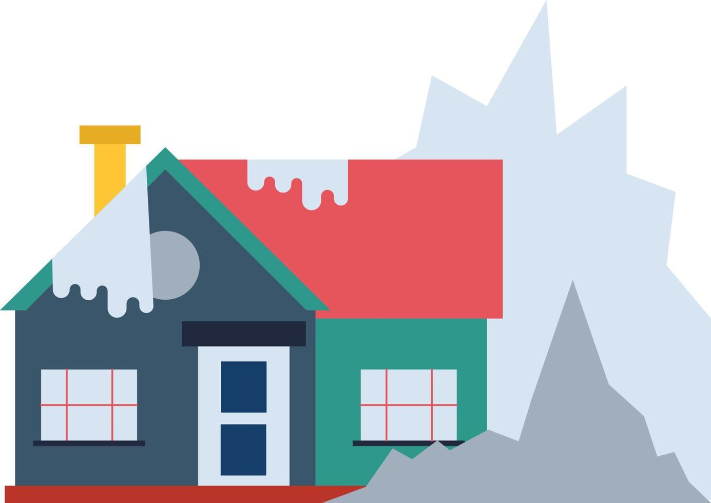 The house is covered with snow. vector