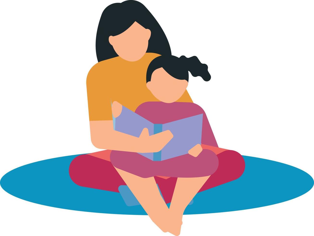 Mother and daughter reading stories. vector