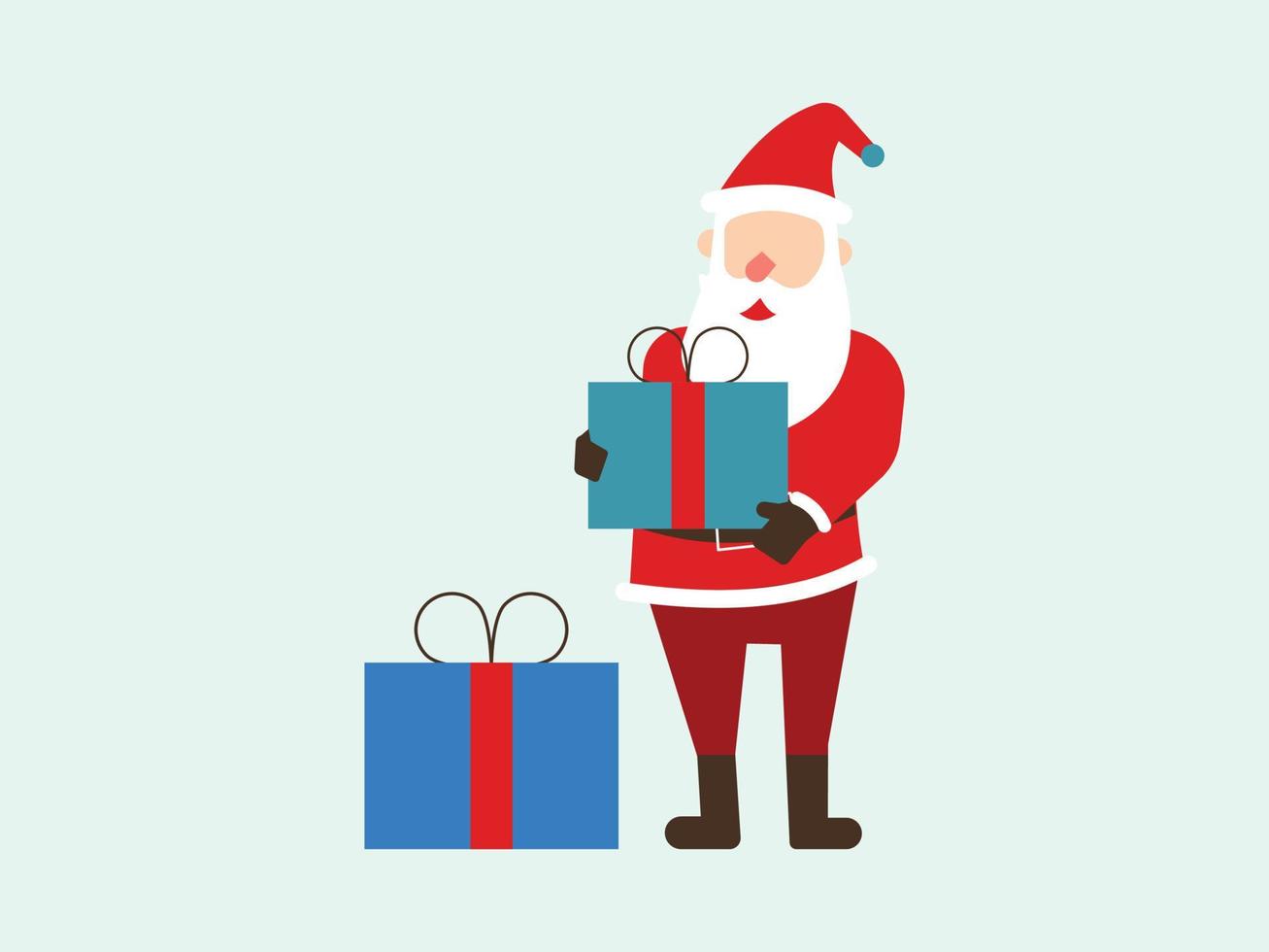 Santa Claus standing with Christmas presents. vector