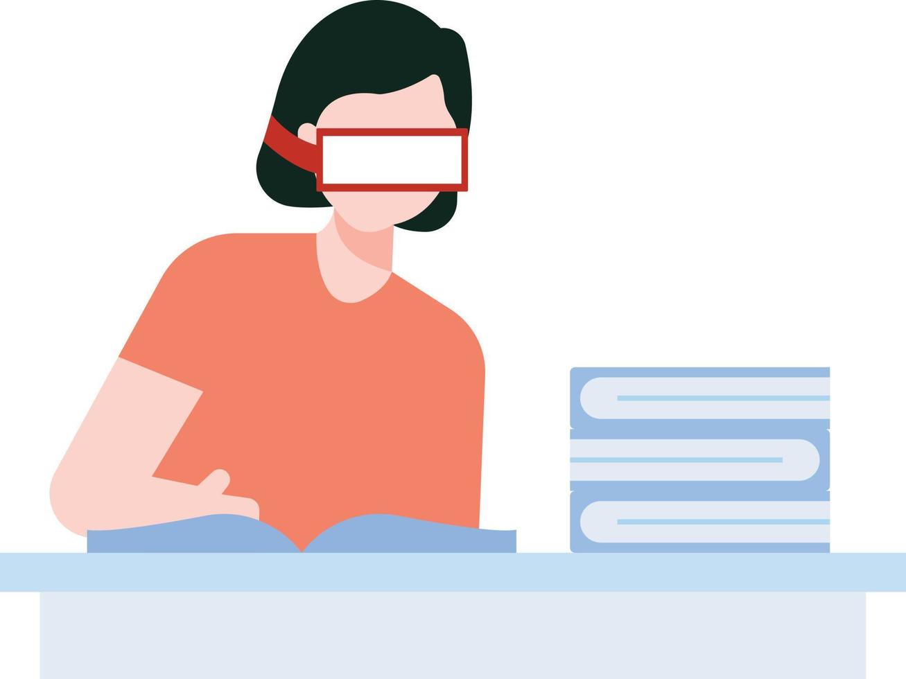 Girl reading with VR glasses. 11213939 Vector Art at Vecteezy