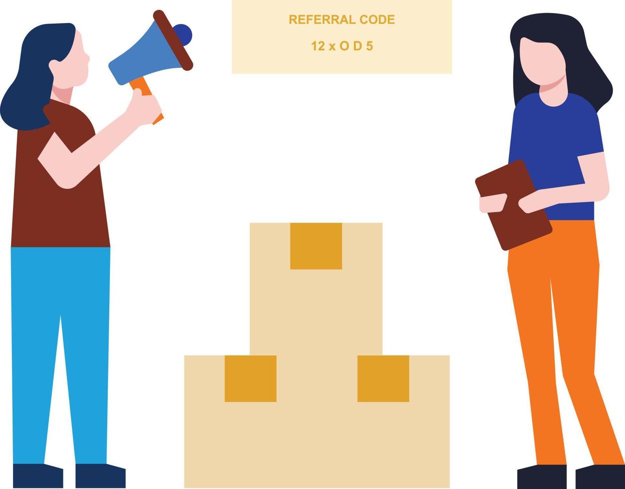 Girl marketing with megaphone. vector