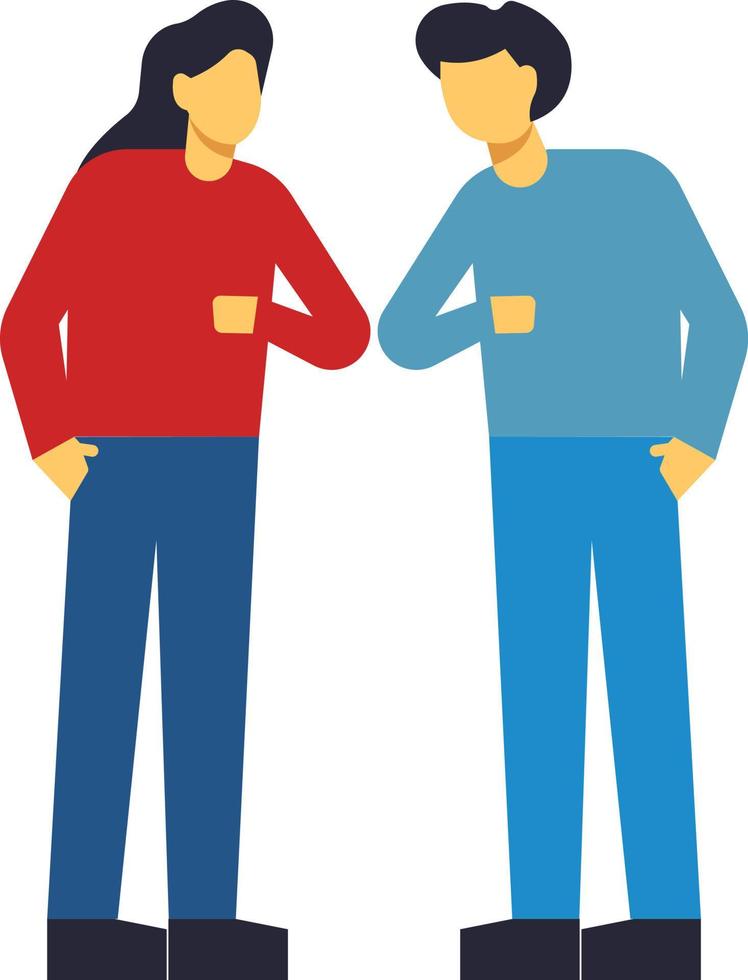 A boy and a girl are touching elbows. vector