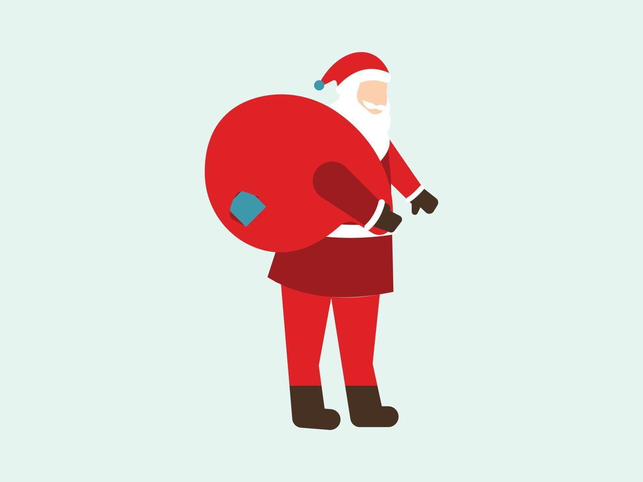 Santa Claus standing with Christmas presents. vector