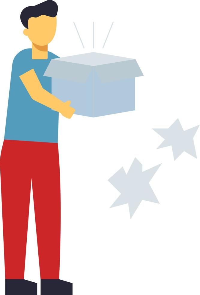 The boy has a box in his hand. vector