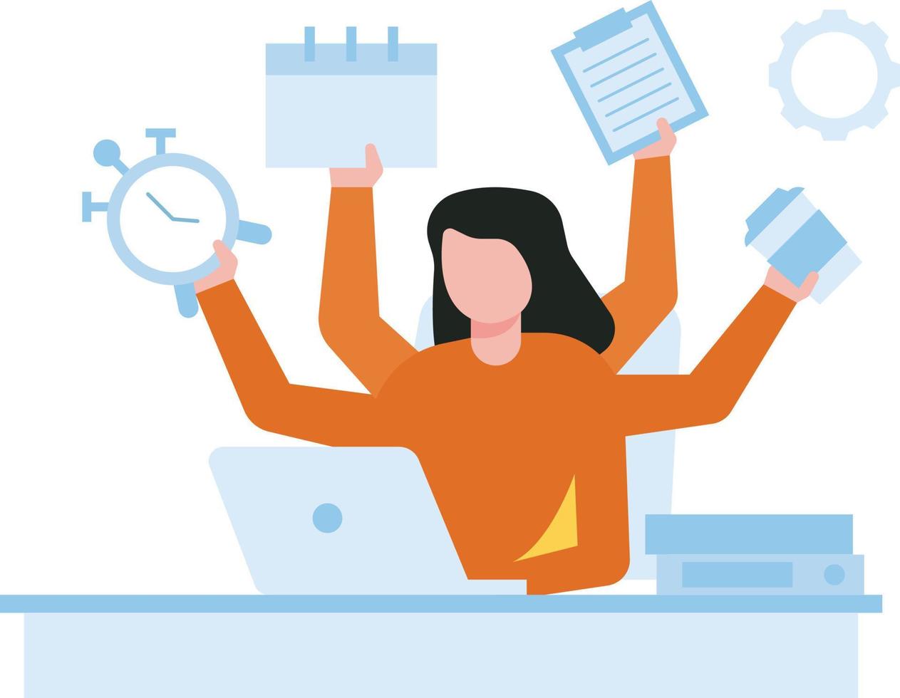 The girl is working on her laptop. vector