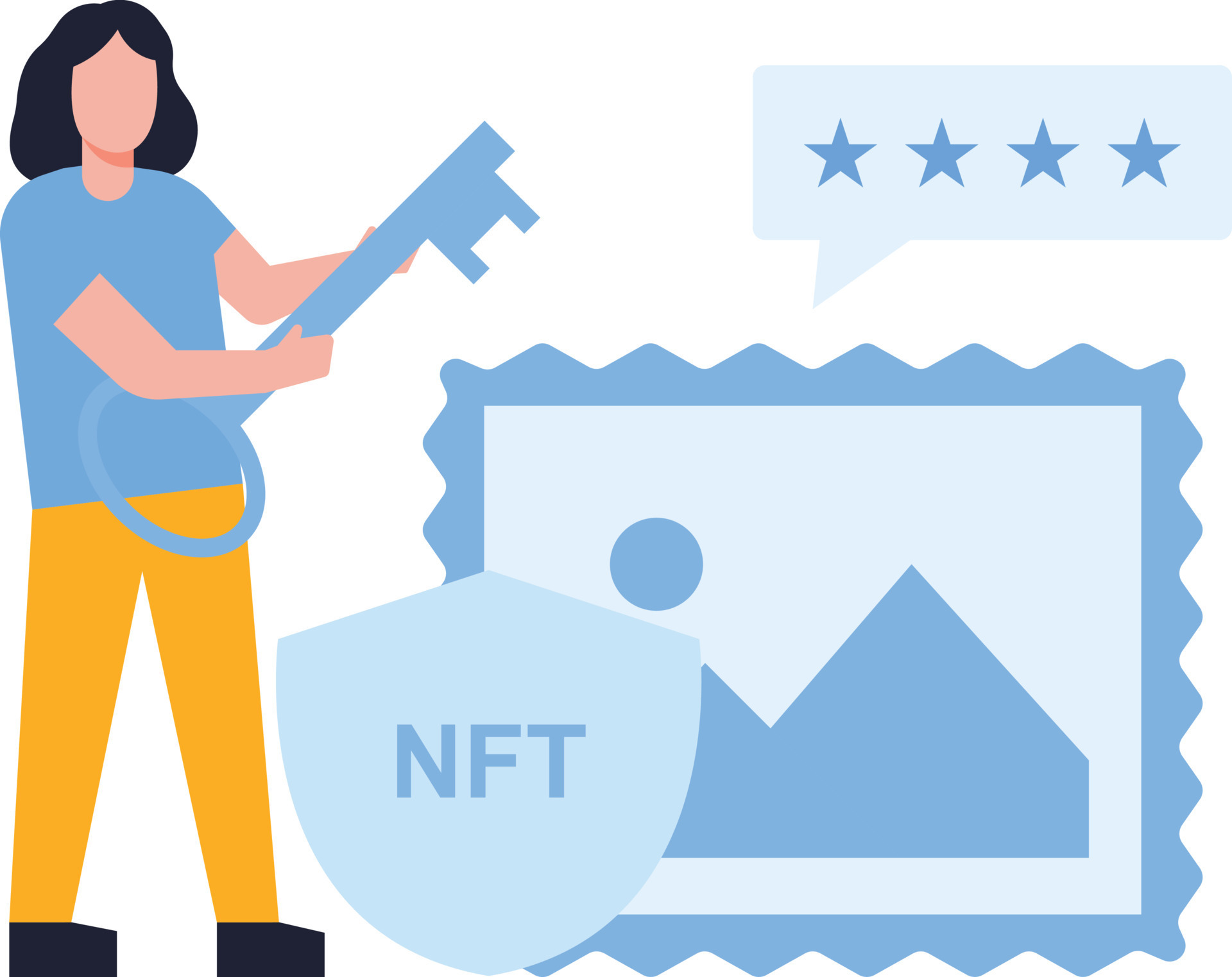 The girl has the key. 11214091 Vector Art at Vecteezy