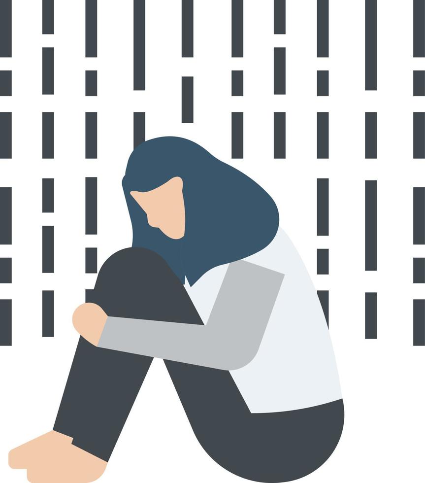 The girl is sad. vector